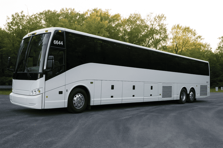 exterior of Bus Rental Company Flint coach bus