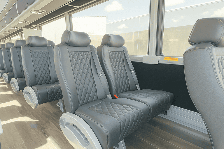 interior of Bus Rental Company Flint charter bus